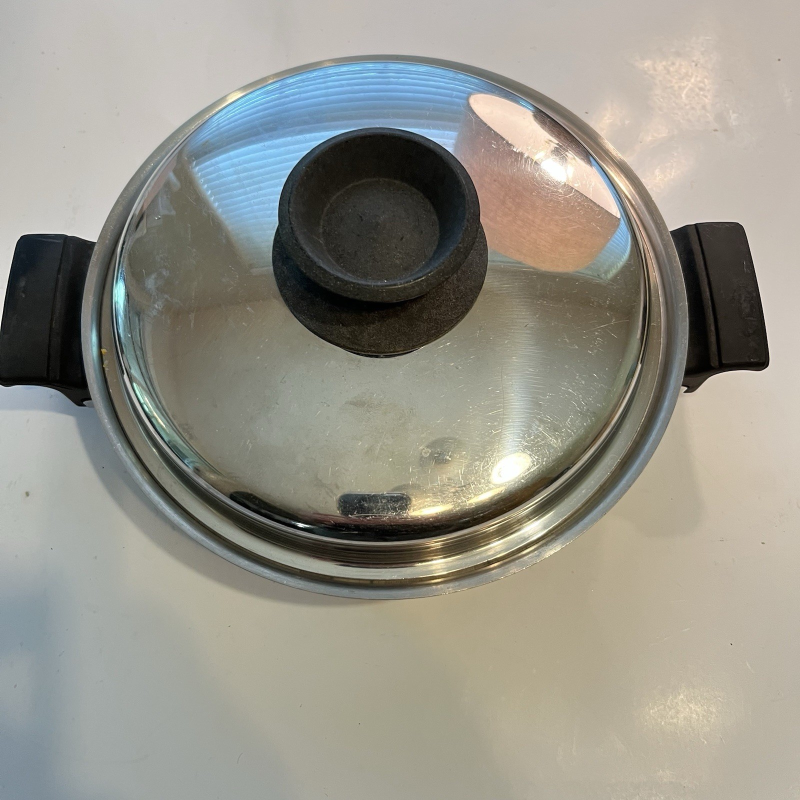 Royal Queen 3 Ply Multi Core Stainless Steel 1 qt With Lid Vtg SEE 8″