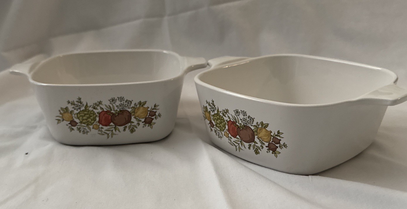 2 Corning Ware Spice O Life P-43-B Square Casserole Dishes 2 3/4 Cup No Lid