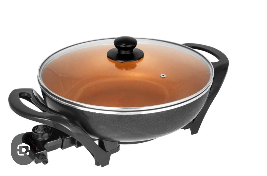 Eco+Chef Copper Series 13″ Nonstick Electric Wok Cookware Ceramic Copper Infused