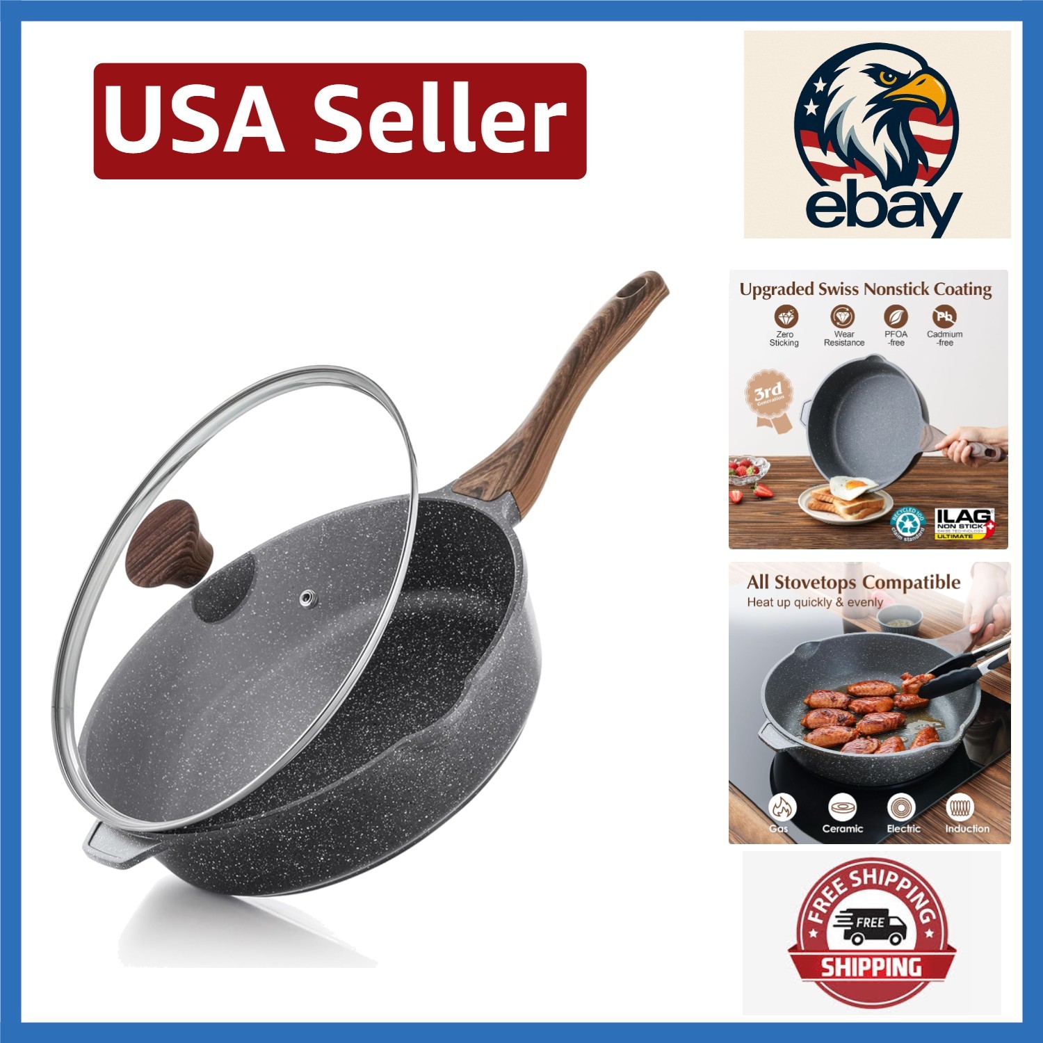 Versatile 4.3Qt Nonstick Chef Pan for Healthy Cooking – Induction Compatible