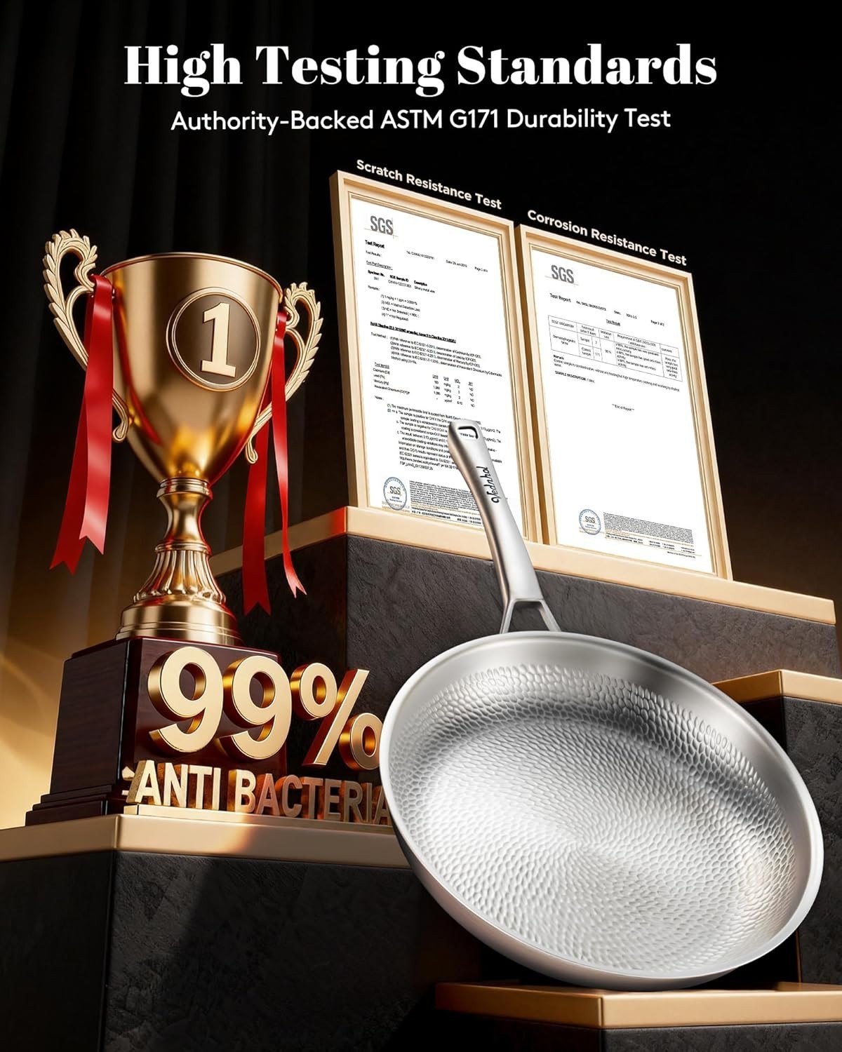 Durable 12 Inch Titanium Frying Pan for Searing, Grilling, and Sautéing