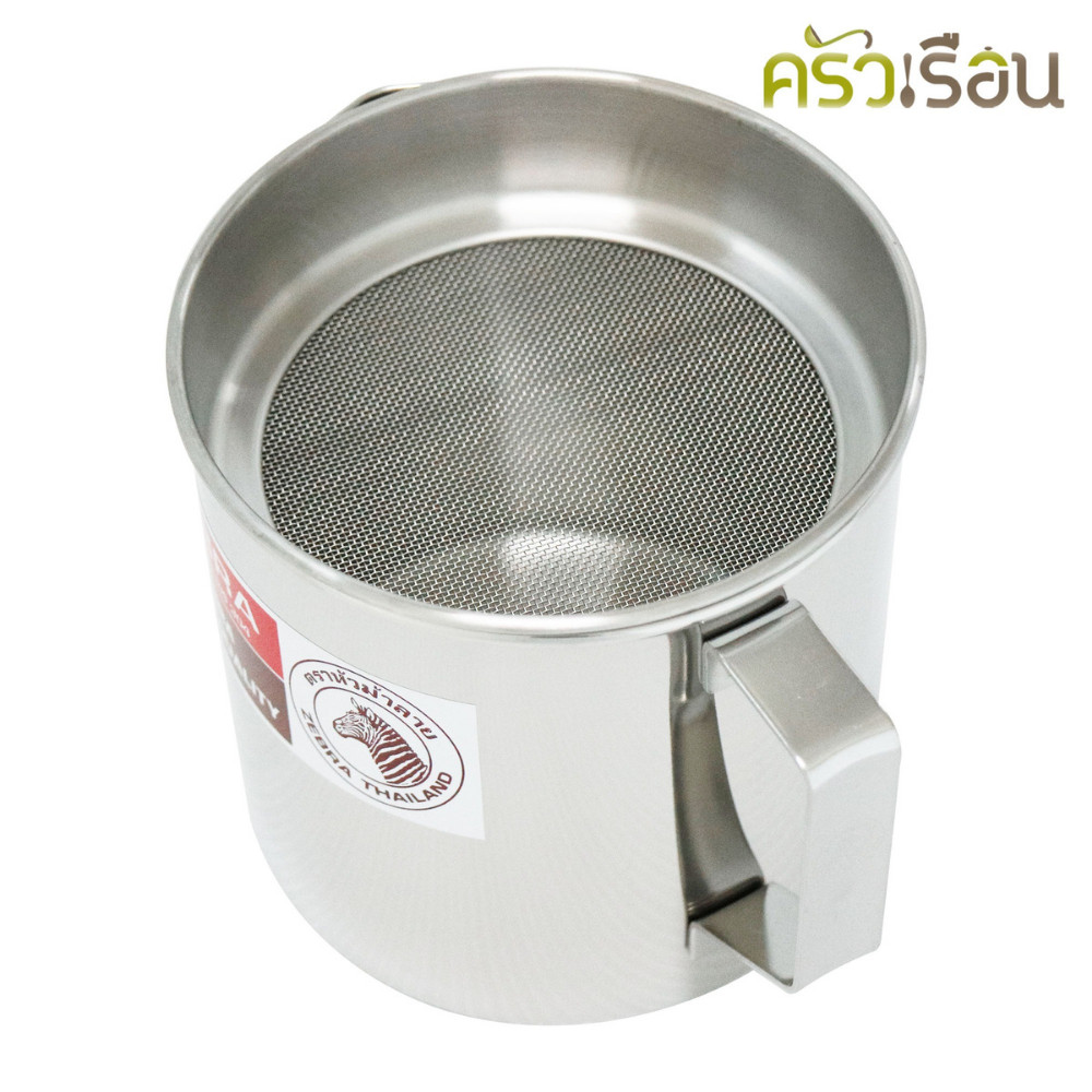 Zebra Thai Stainless Steel Oil Filter Pot With Spout Kitchen Tool 1 Liter