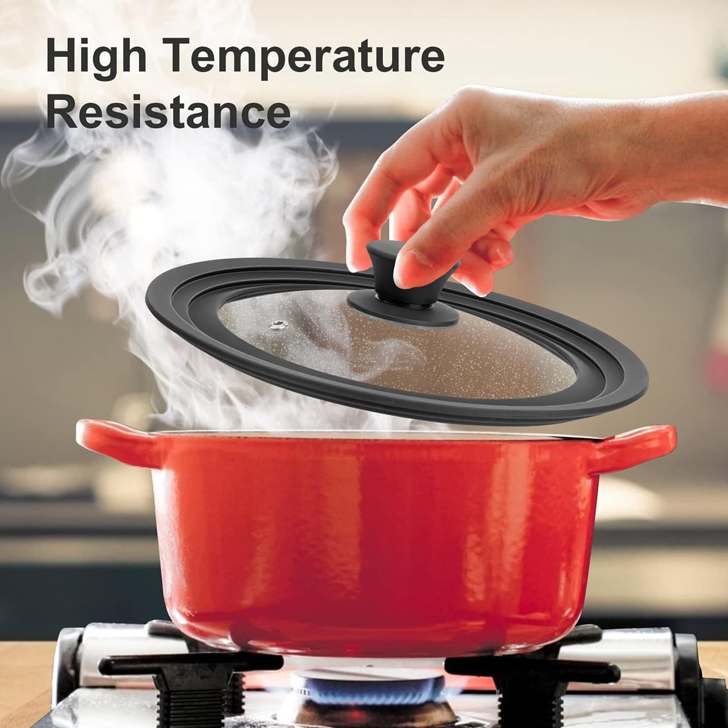 Universal Pot Lid, Silicone Glass Cover for 6.5″, 7″, 8″ pan & Skillets |