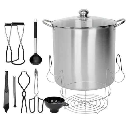 21.5 Quart Stainless Steel Canning Pot Set with Rack and Lid