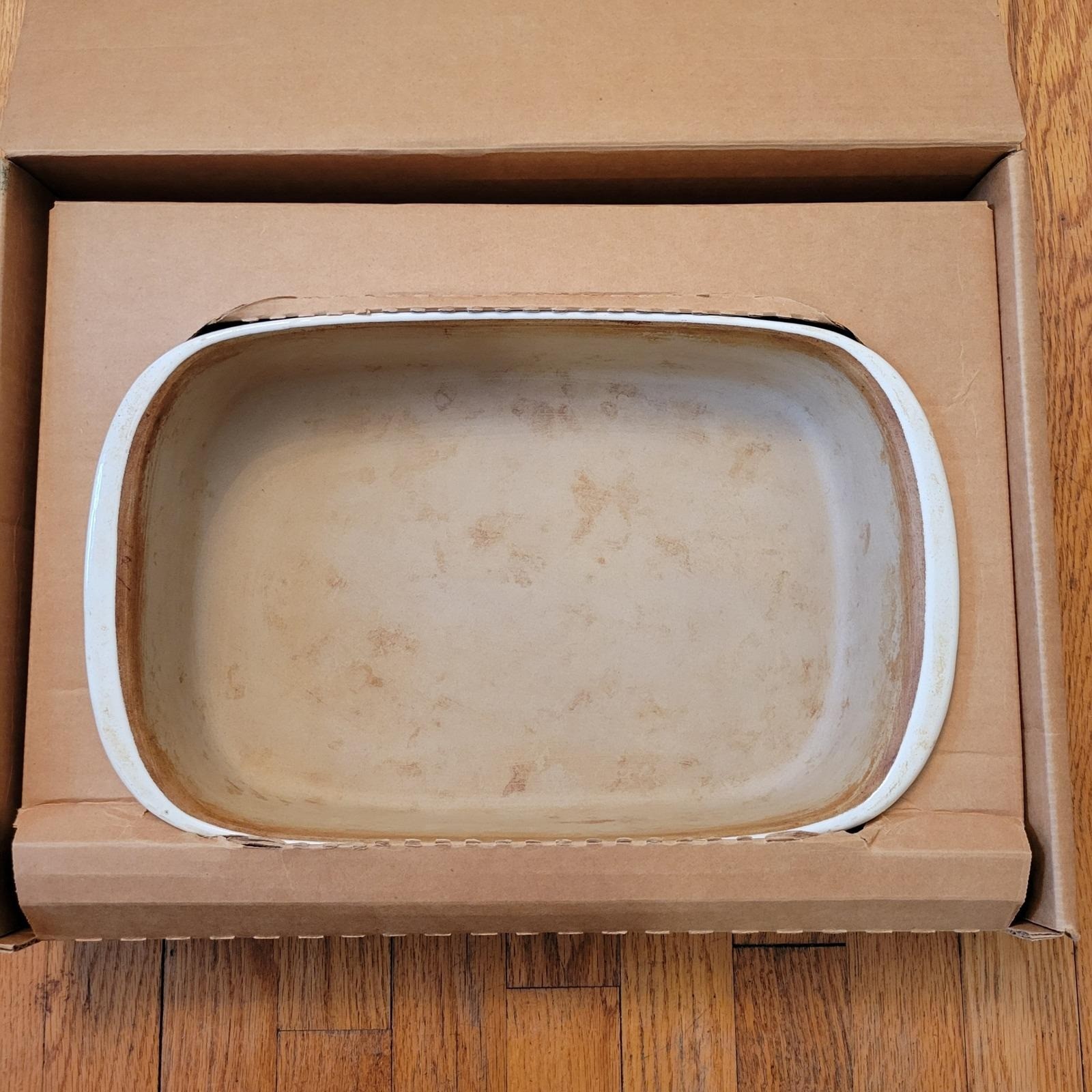 Pampered Chef Family Heritage Stoneware 9×13 Baker 1310 USA Pan Vanilla Glazed