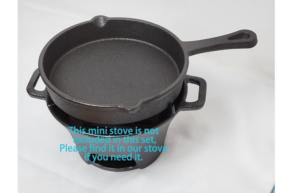 Cast Iron Mini Skillet, Round Pan, Mini Server, DIA 5.3inch, 6 Pcs, Black