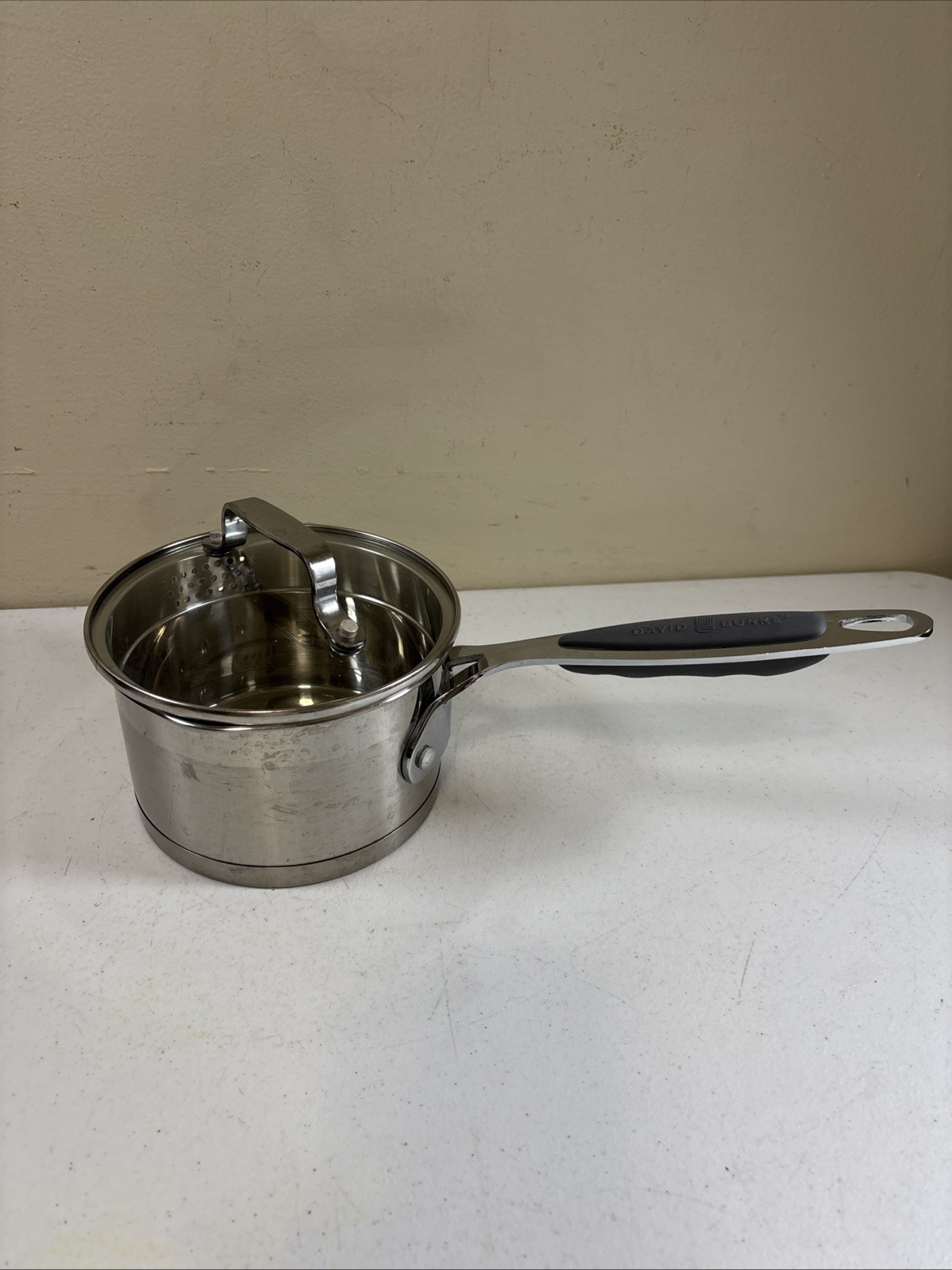 David Burke Gourmet Pro Stainless Saucepan 1.25 Qt w/Pour Spouts & Lid