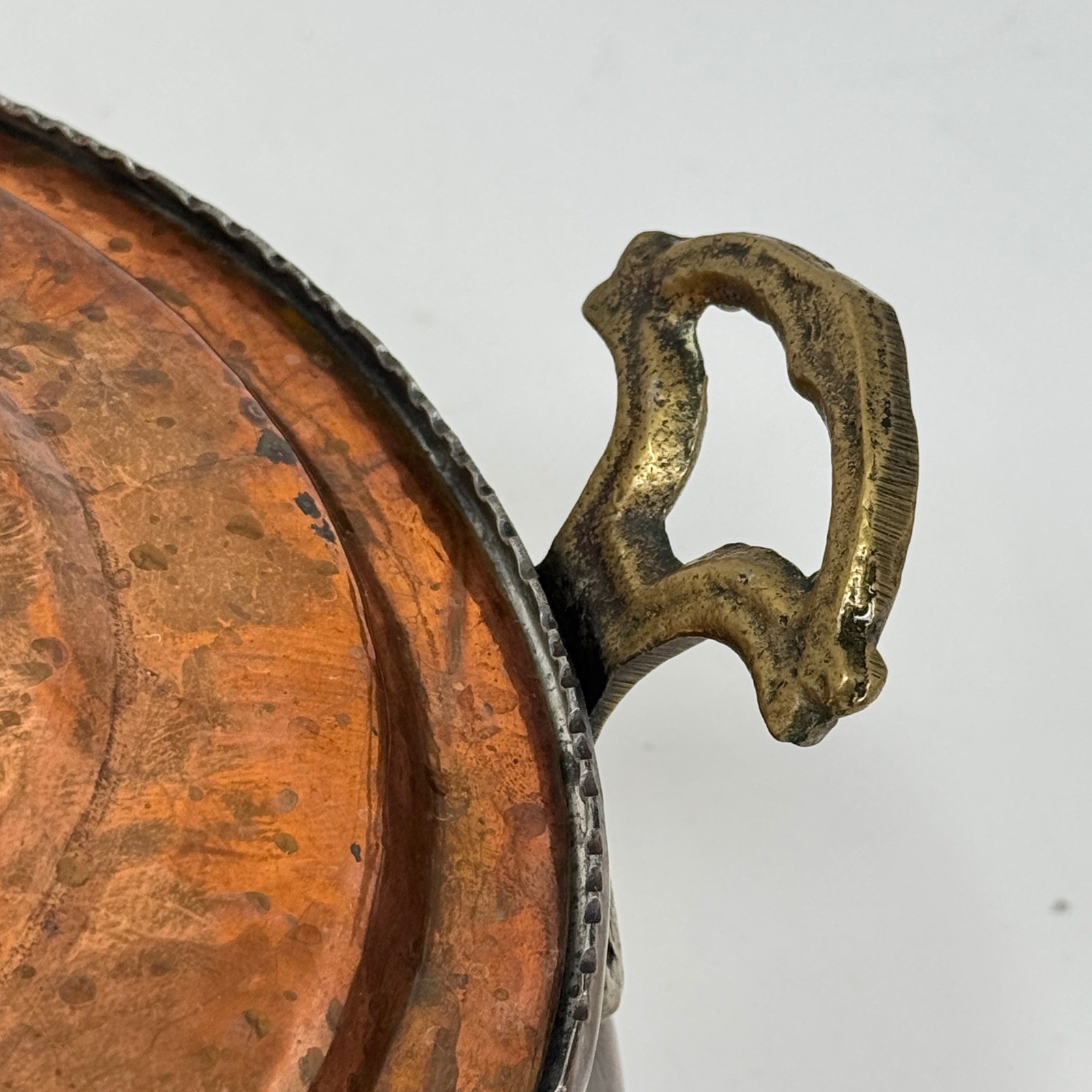 Hand Hammered Copper Pot Lid Tin Lined Brass Handles European Cookware 20cm