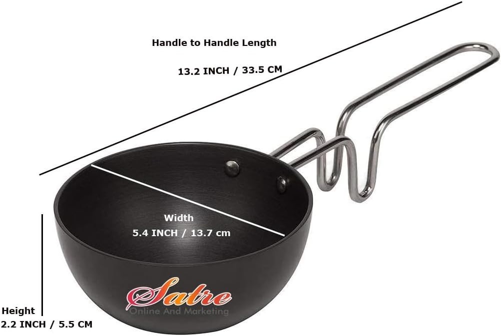 Hard Anodized Aluminium Mini Fry Pan, Dal Tadka Pan Black
