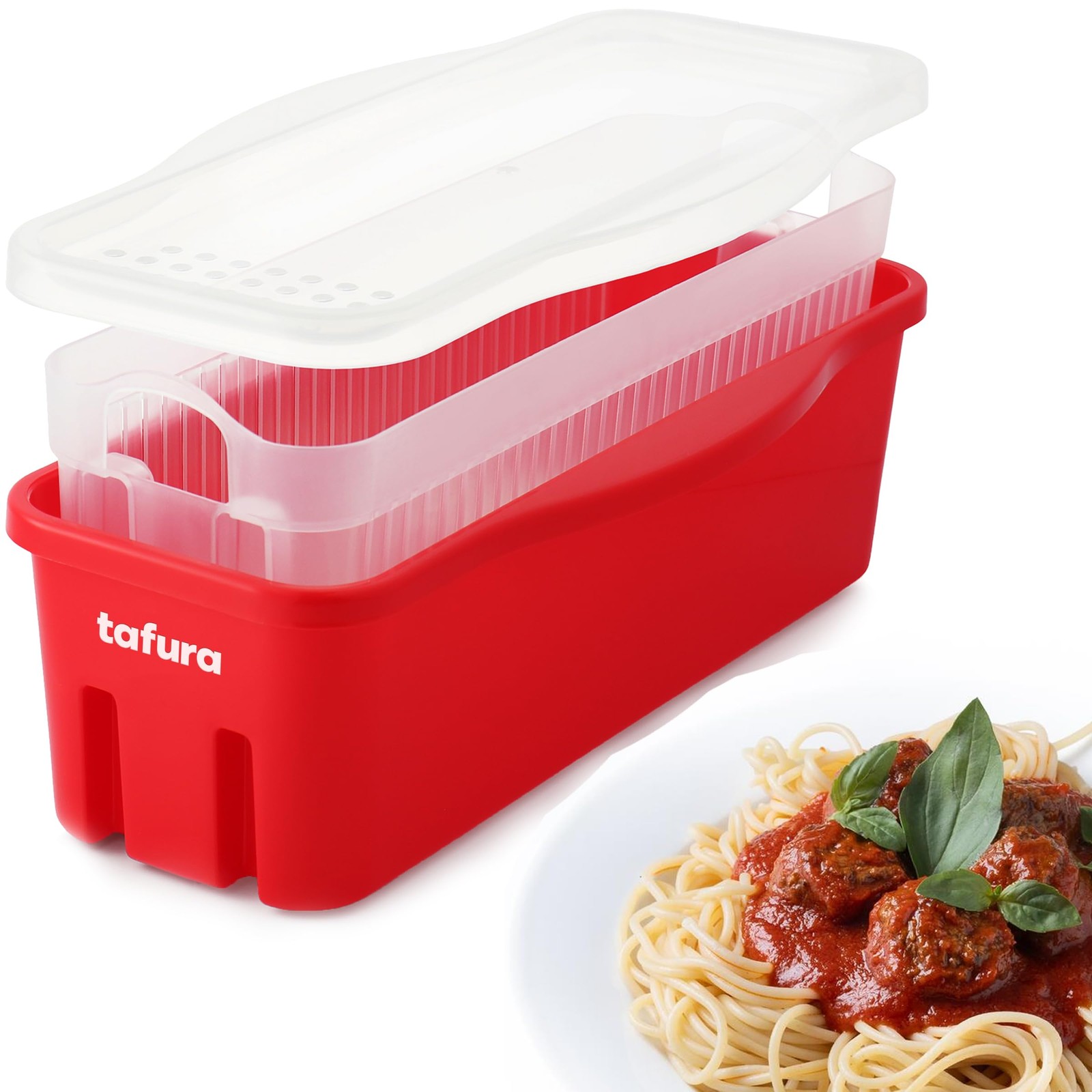 Microwave Pasta Cooker with Double Strainer – Microwavable Spaghetti Cooker w…