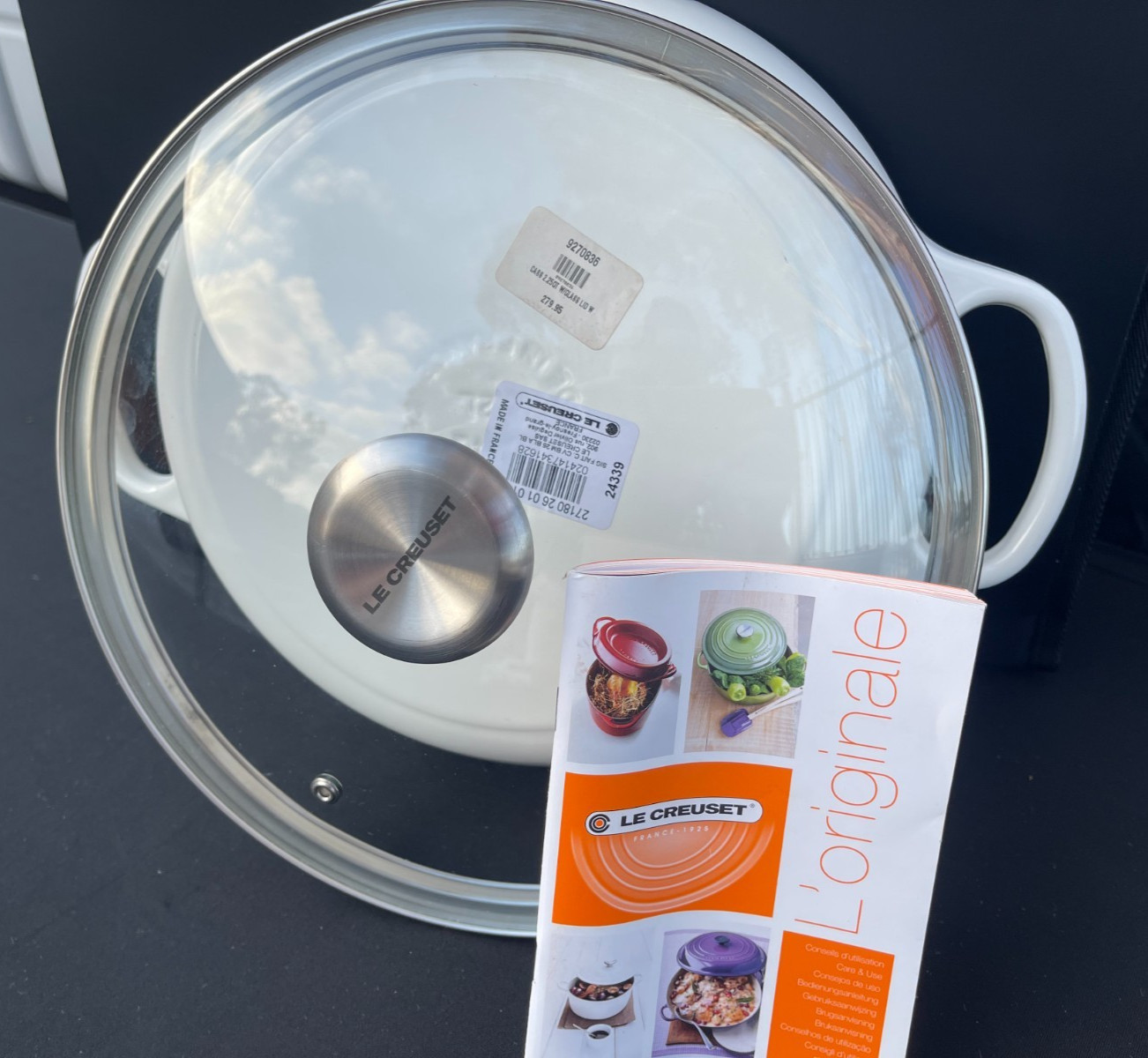 LE CREUSET Signature Enameled Cast Iron Braiser Pan w/ Glass Lid 2.25 QT – WHITE