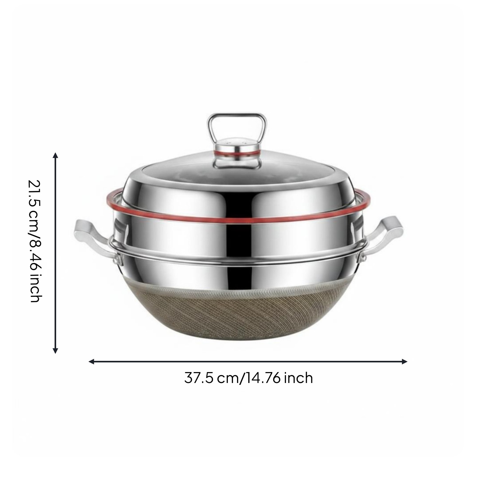 Stainless Steel Wok Nonstick Deep Wok Metal Utensil Safe for Cooktop Top
