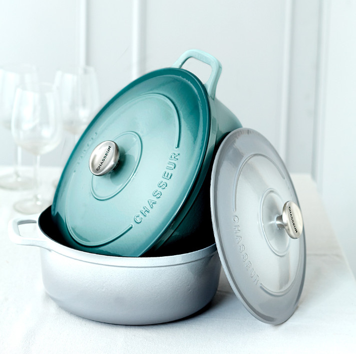 CHASSEUR Cast Iron Round French Oven 24 cm 4 L Celestial Grey! RRP $549.00!