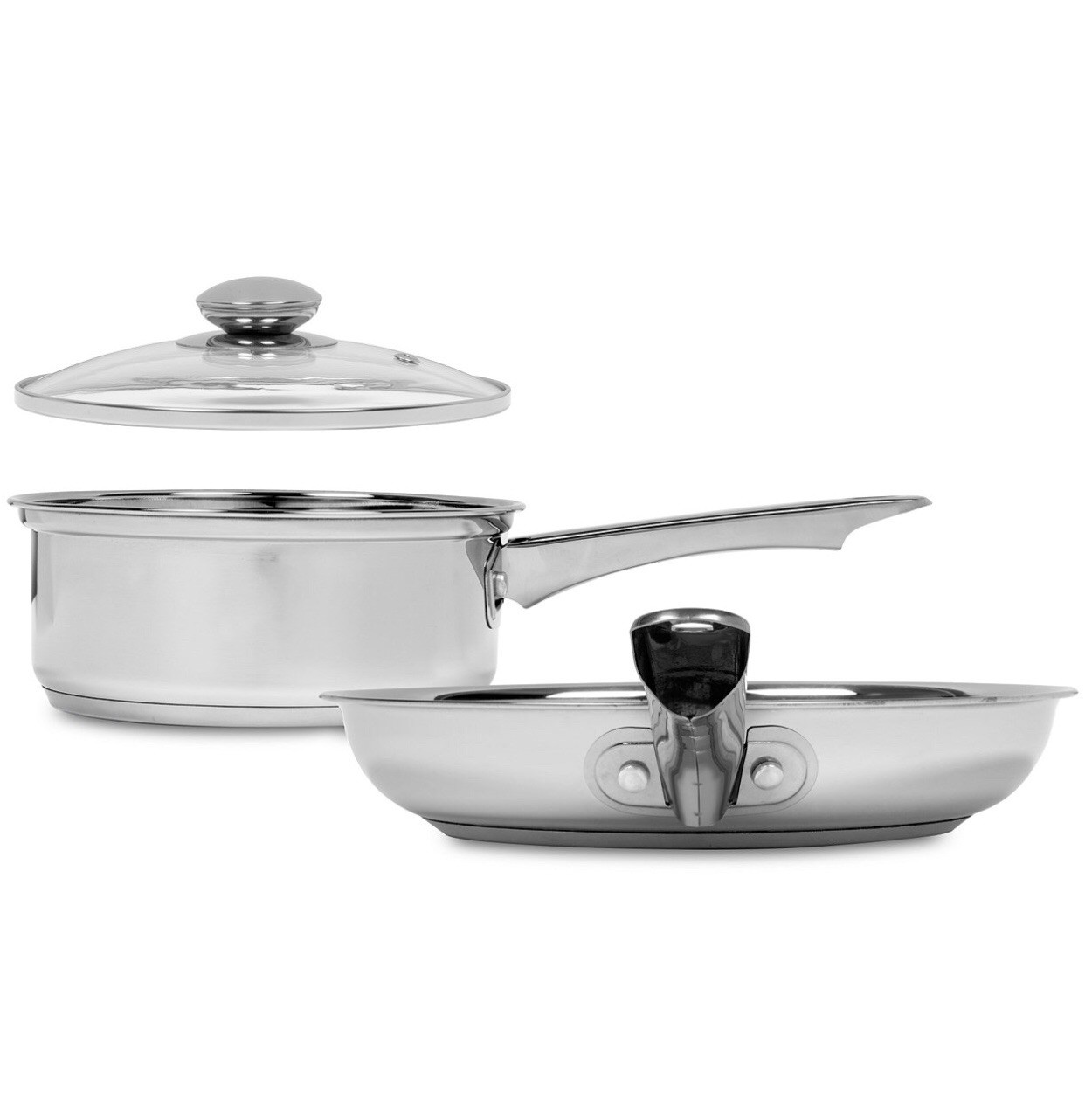 Sedona, 3 Pc – Stainless Steel Saucepan + Sauté Pan Cook Set | With Lid