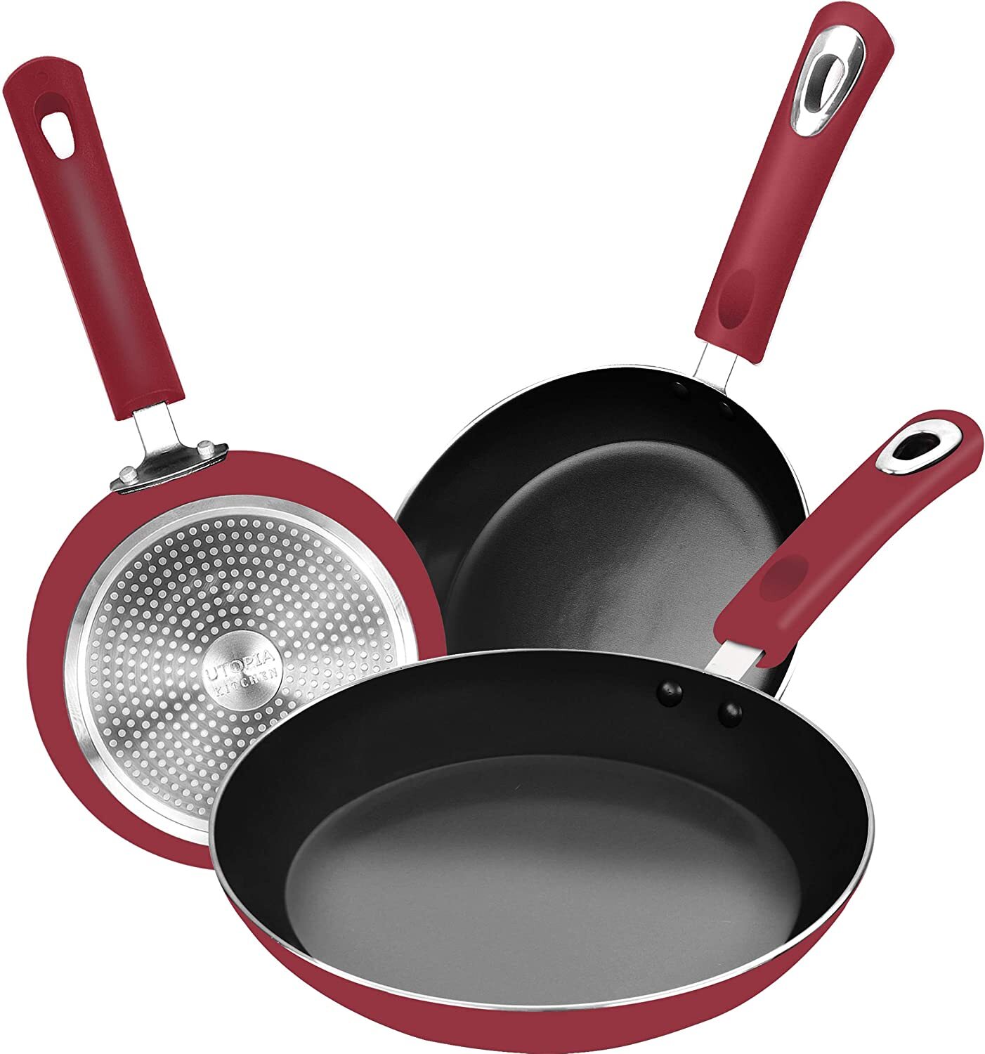3 Piece Induction Bottom 8″ 9.5″ 11 inch Nonstick Frying Pan Set Utopia Kitchen