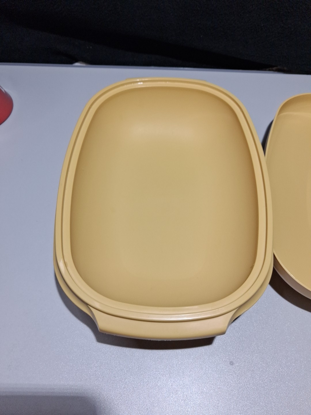 VTG Tupperware 1273-3 Vegetable-Rice Steamer 4 Piece Set Harvest Gold W/divider.