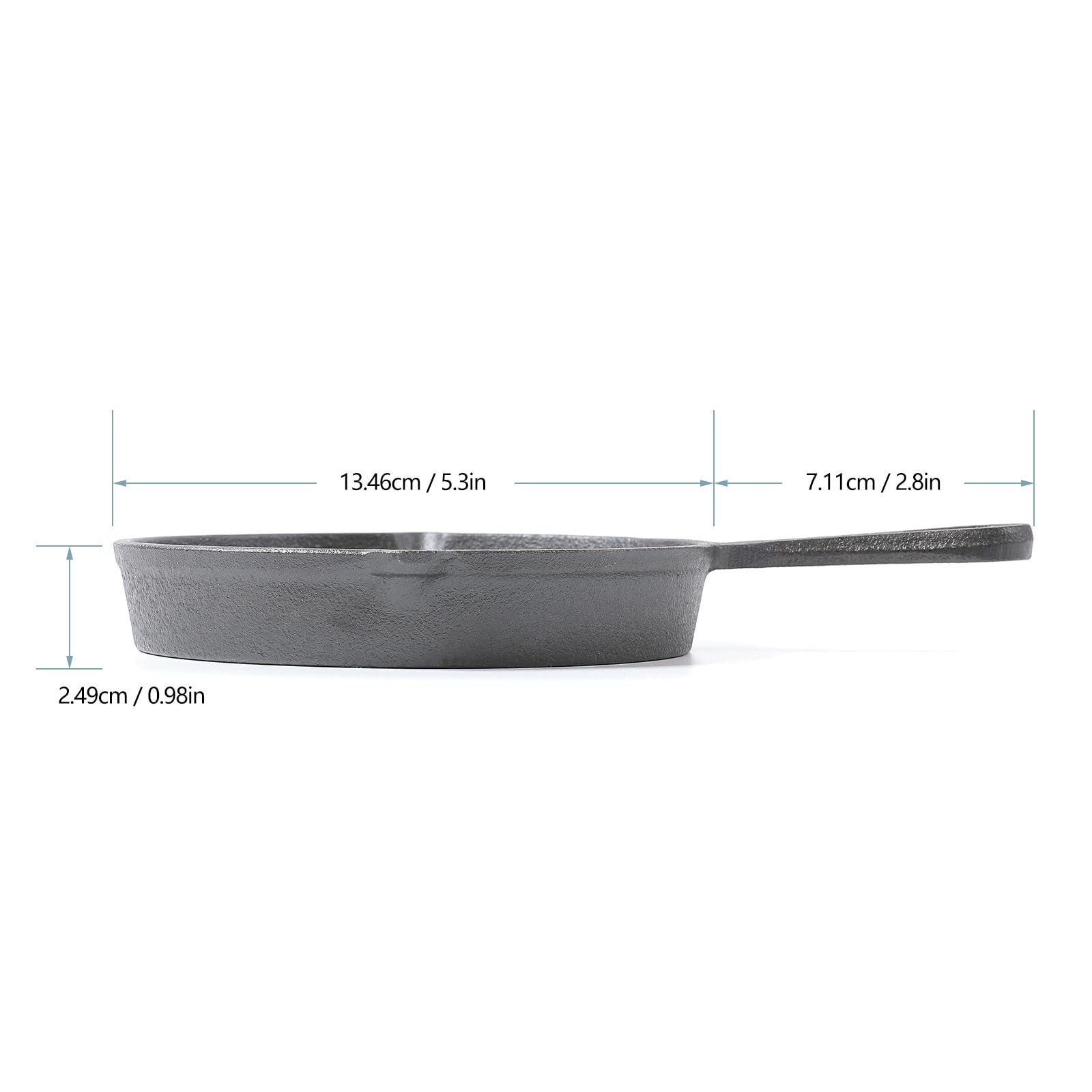 Cast Iron Mini Skillet, Round Pan, Mini Server, DIA 5.3inch, 6 Pcs, Black