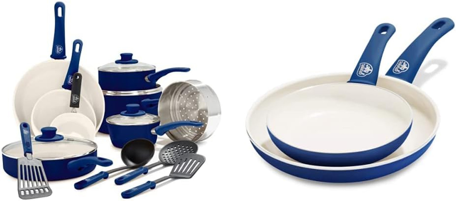 16-Piece Ceramic Nonstick Cookware Set & Frying Pan Set, Blue