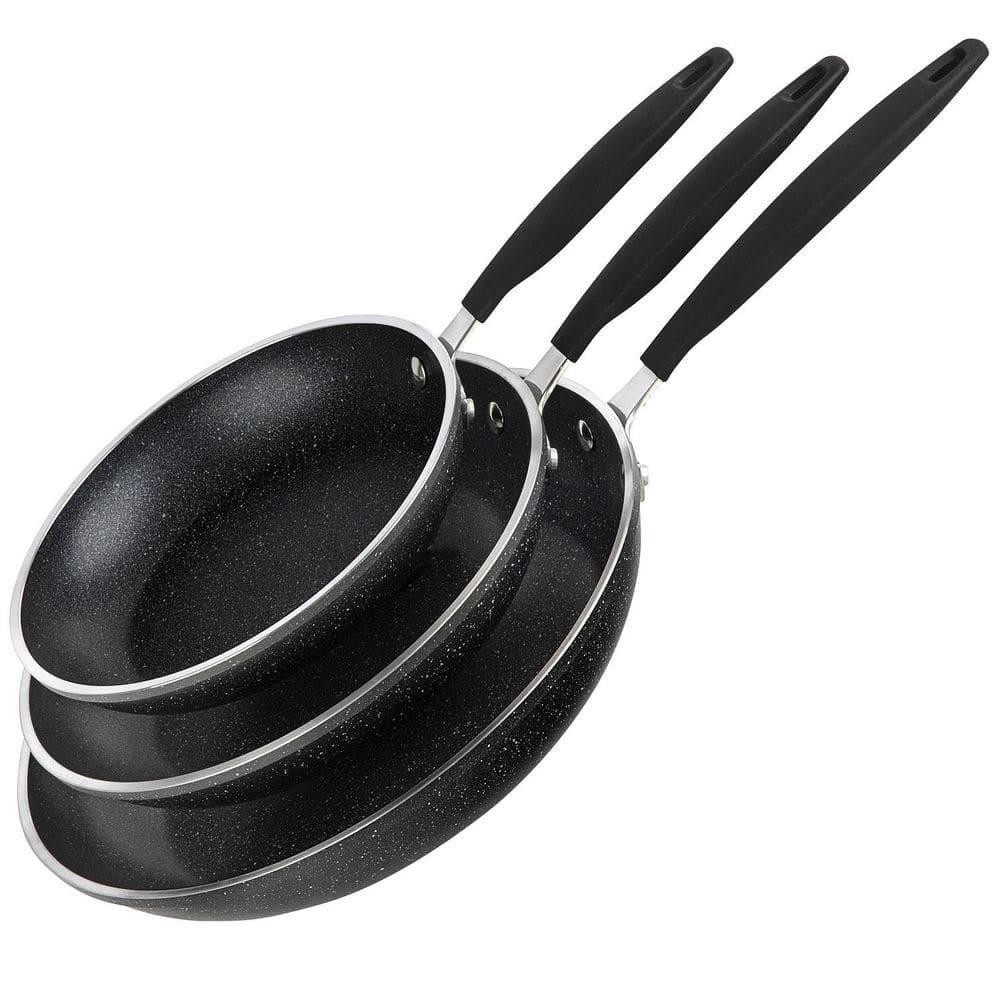GRANITESTONE Frying Pan Set Nonstick Black Diamond Coated 3-Pc (8″,10″, 12 in.)