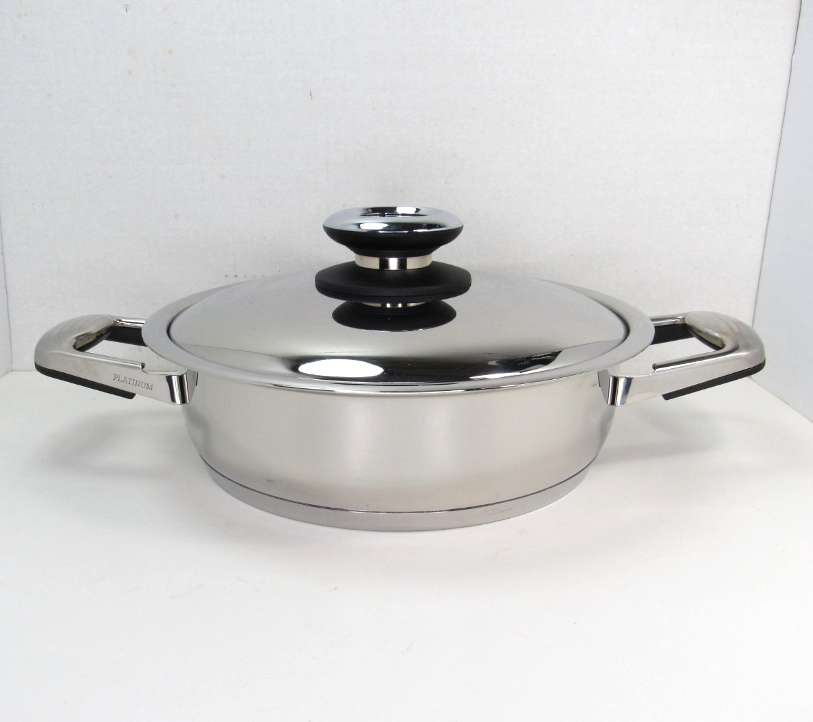 Platinum Professional Cookware Large Skillet Sauté Pan Titanium T304S + Lid