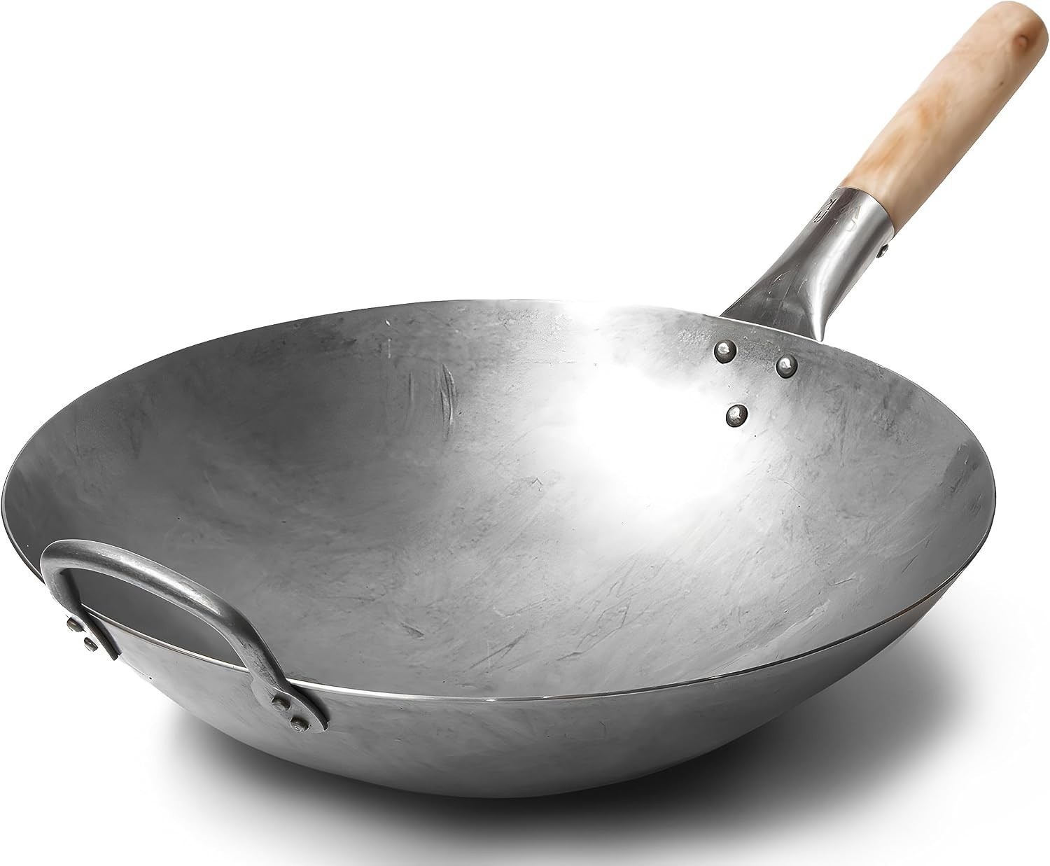 Love Wok 14 Inch Traditional Hand Hammered Carbon Steel Wok Gas Stove Suitable