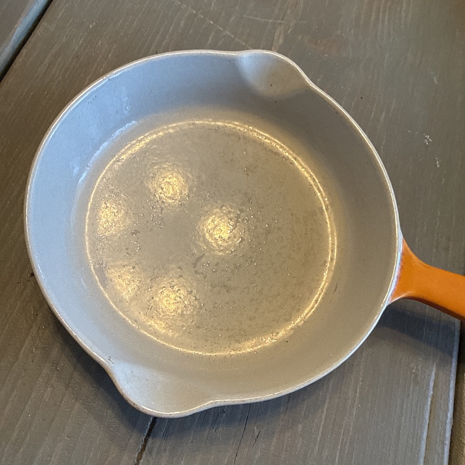 Vintage Le Creuset 6.5″ Orange Enameled Cast Iron 16 Small Fry Pan Skillet