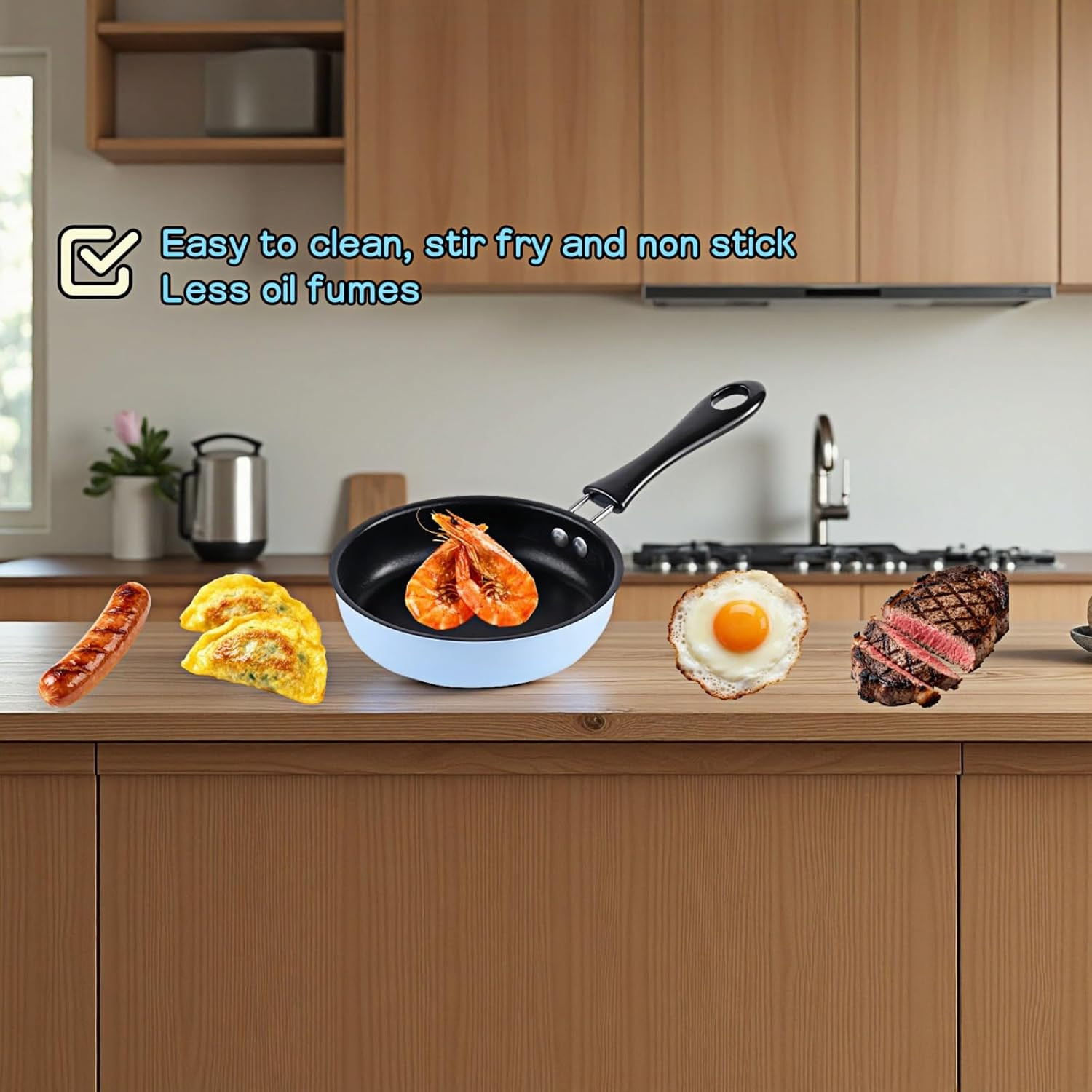 4.7inch Mini Non-Tick Egg Pan – 5-Layer Coating, Dishwasher Safe, Gas/Induction