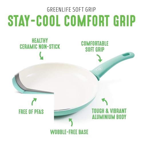 Non Stick Fry Pan Set (7″ & 10″), 7″ & 10″ Frying Pan Skillet Set Turquoise