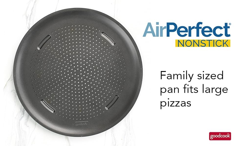 AirPerfect Insulated Nonstick Carbon Steel Pizza Pan with Cutting Guides,