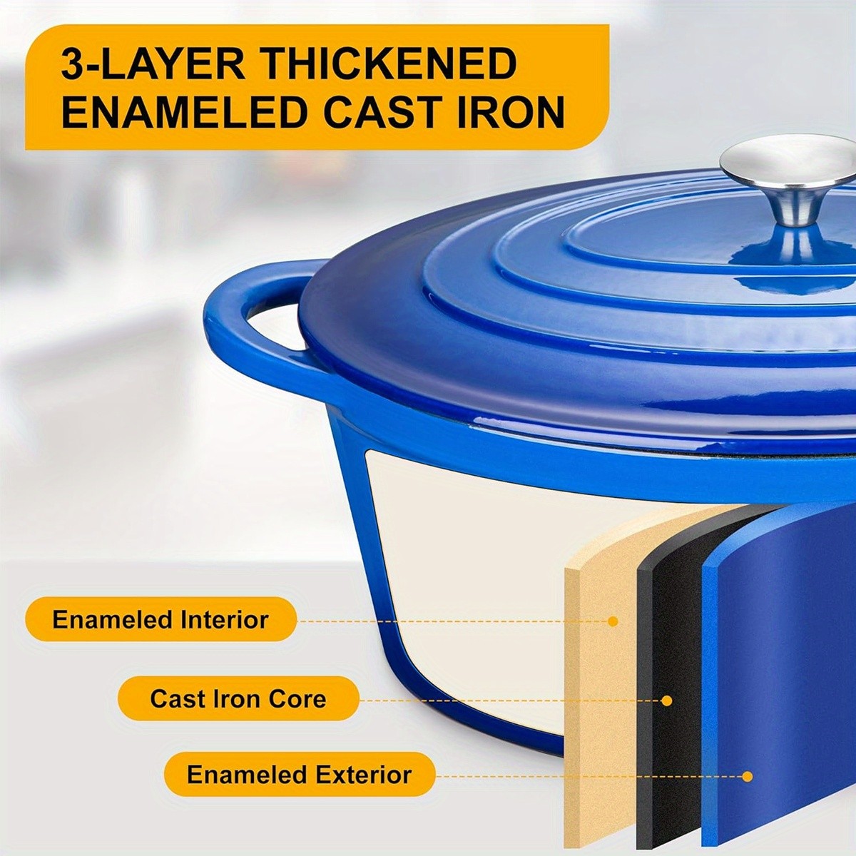 Enamel Stew Pot with Lid, Dutch Oven Pot 4.5QT,