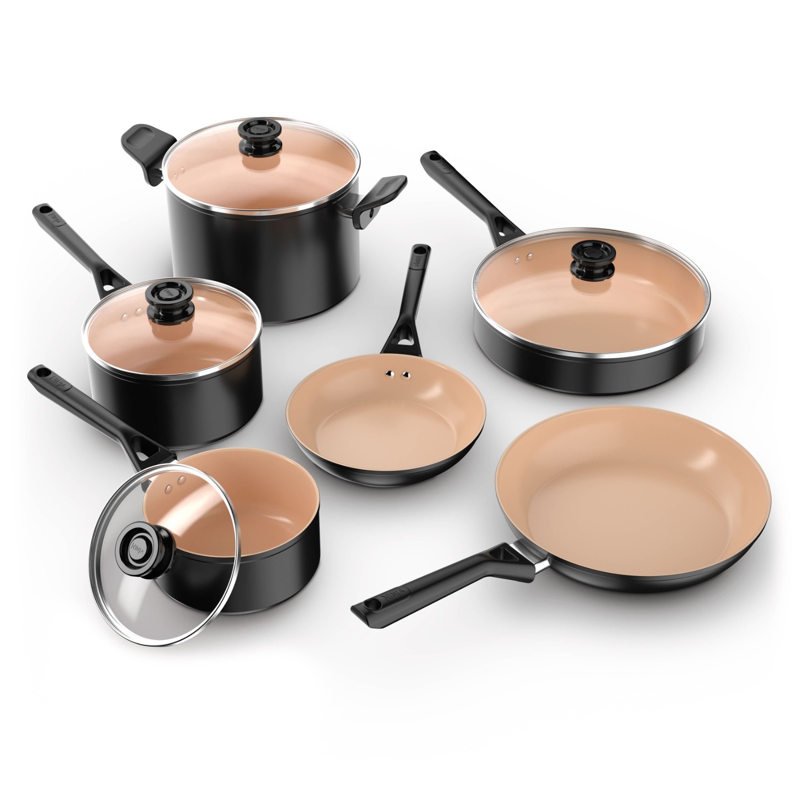 Ninja Extended Life Ceramic 10 piece Pan Fry Saute Set Model CK89010BF PTFE free