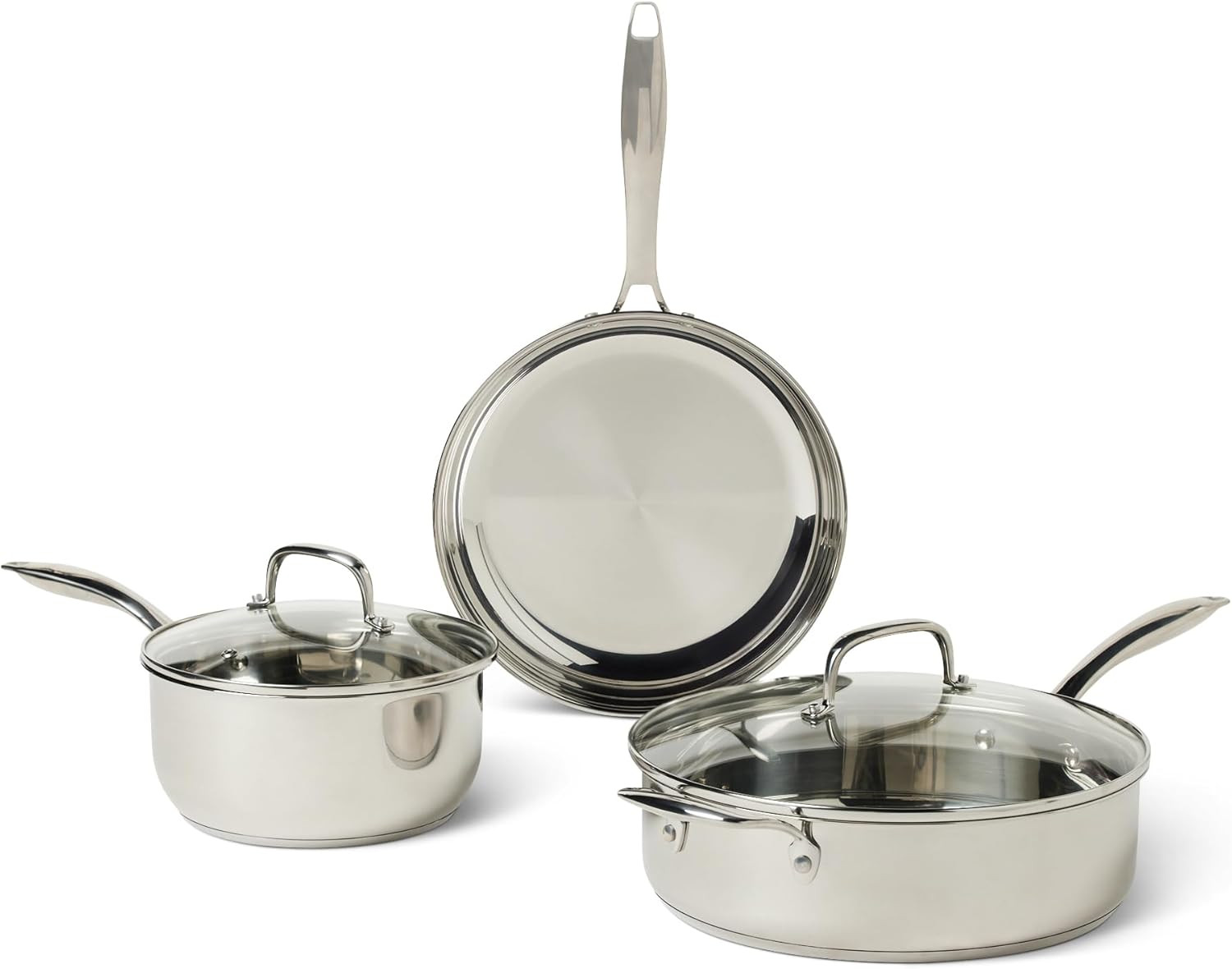 5-Piece Stainless Steel Cookware Set, Dishwasher-Safe, All Cooktops