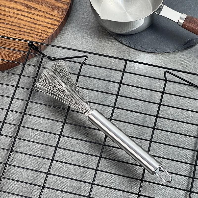 Stainless Steel Kitchen Cleaning Brush Long Handle Pot Scrubber