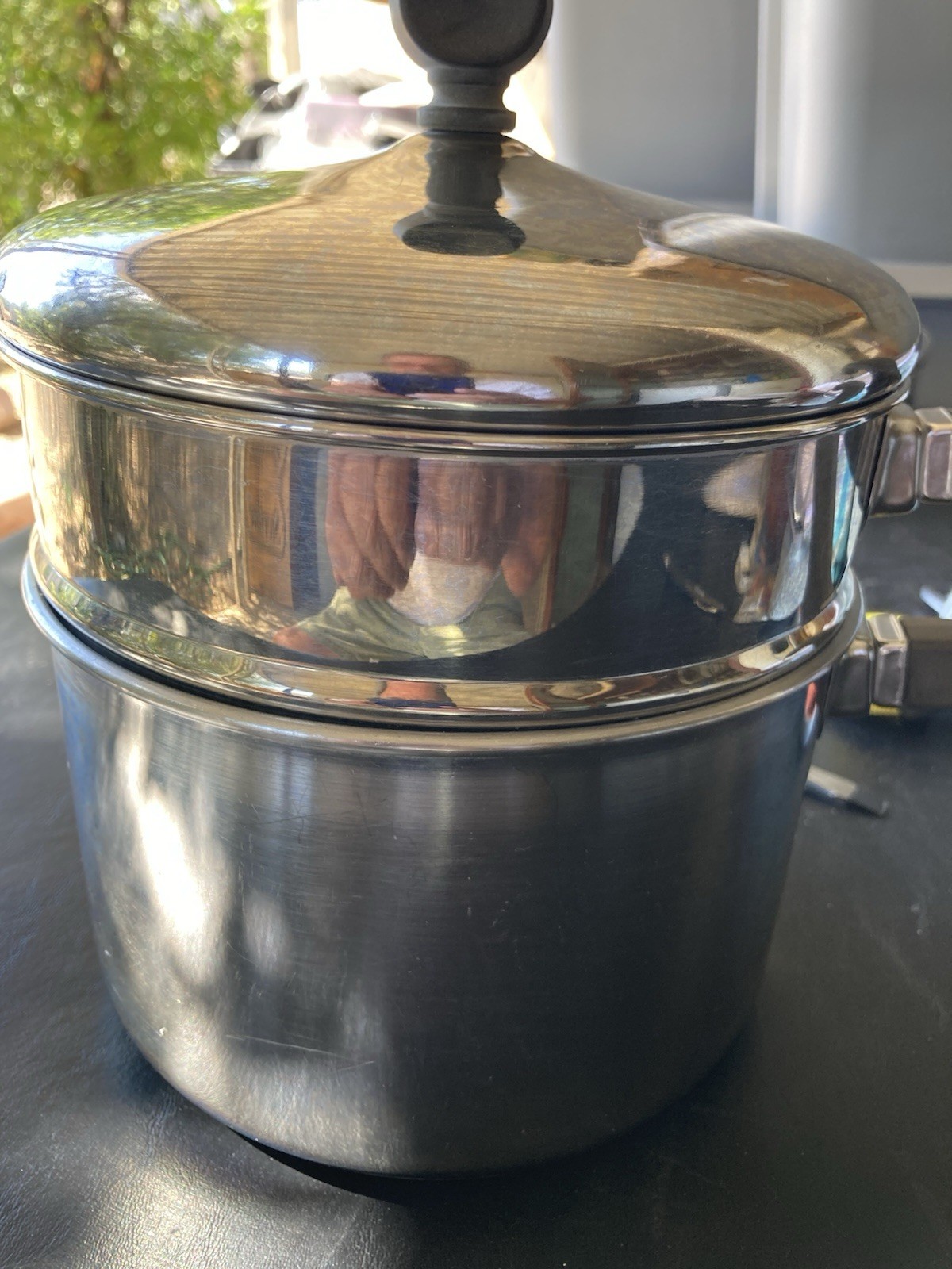 Vintage FARBERWARE 2.5 qt Saucepan & Lid with Steamer Pot Insert Alum. SS USA[56