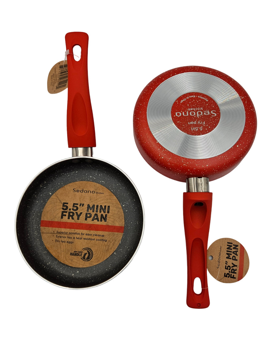 Sedona LOT OF 2 Mini Fry Aluminum Nonstick Pans 5.5″ in Red