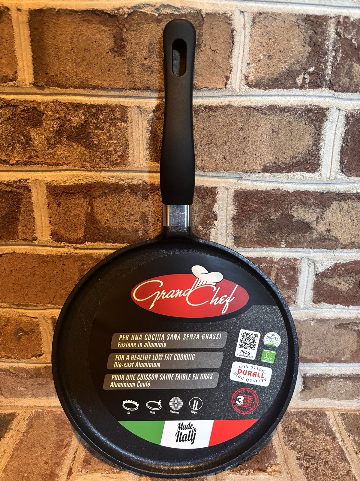 ROCH GUSS Grand Chef Flat Crepe 24 cm 10”-Non Stick ~Made in ITALY NEW