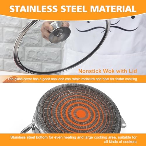 Saute Pan,10 Inch Nonstick Deep Frying Pan,316L Stainless 10 Inch Sauté Pan
