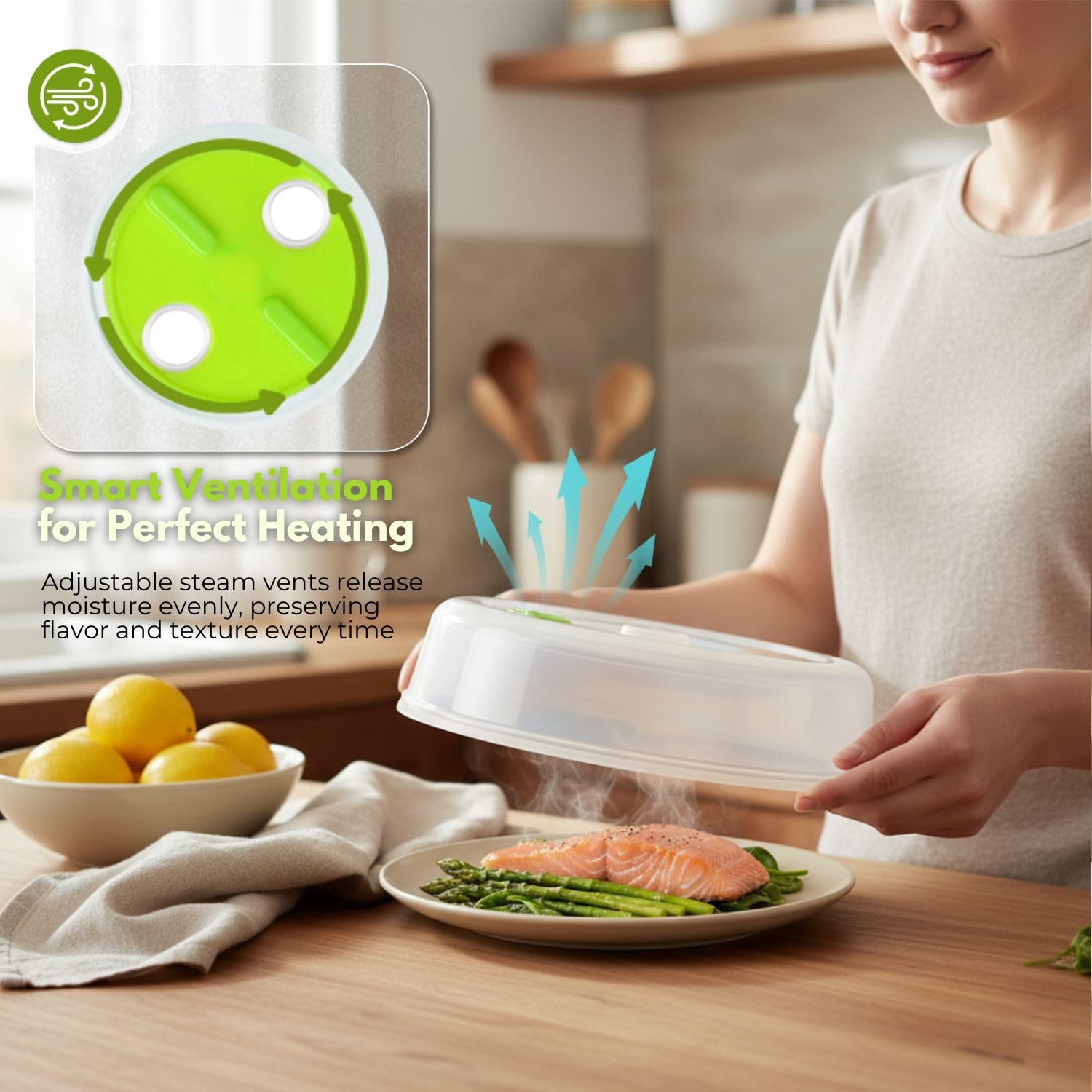 Set of 5 Microwave Plate Covers with Adjustable Steam Vents Microwave Splatter