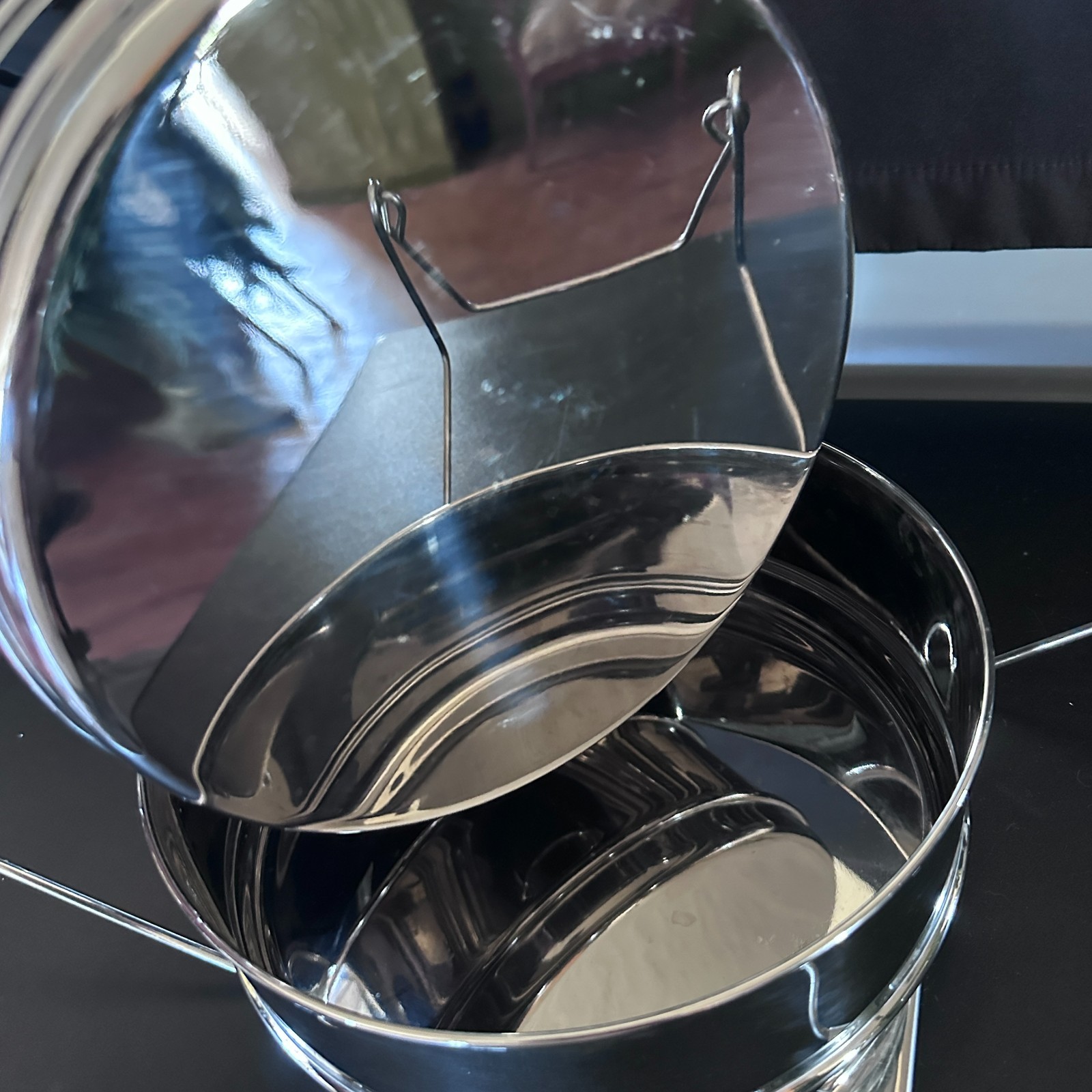 Stainless Steel 2 Tier Stackable Steamer Insert Pan Set Pressure Cooker