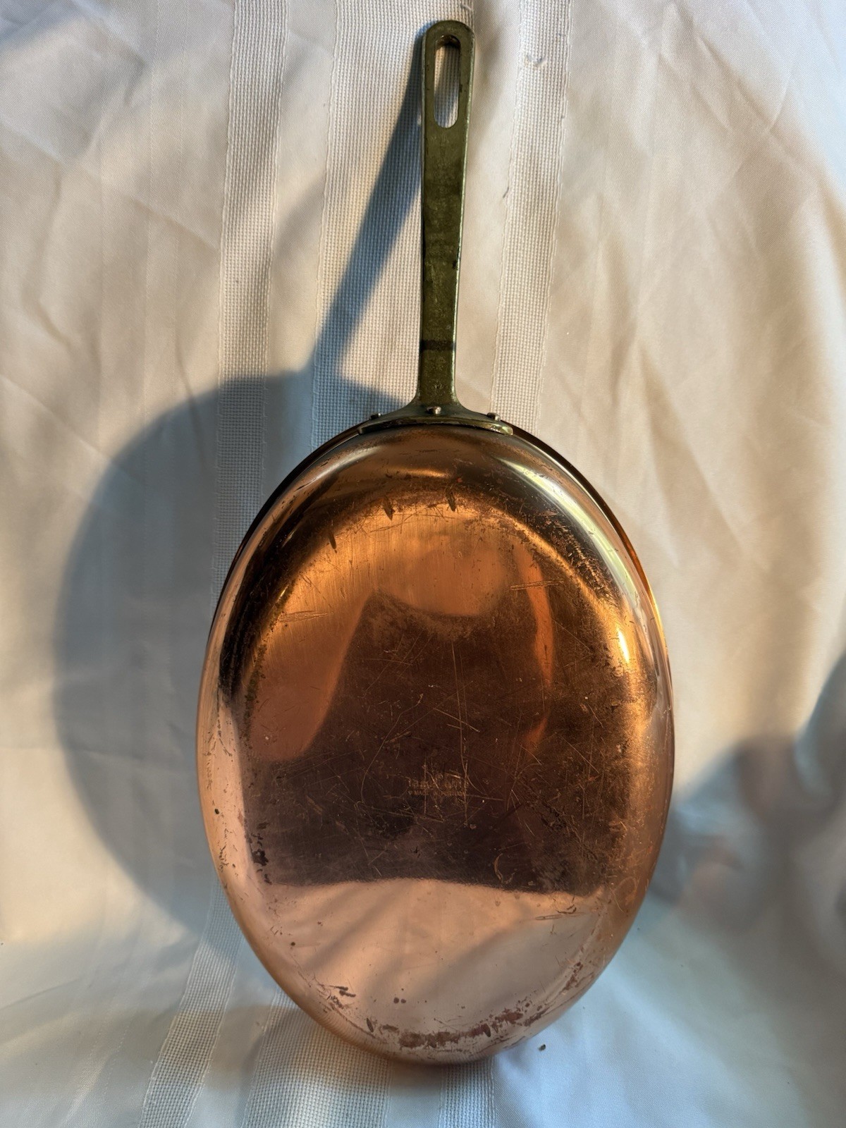 Tagus Elite Copper Oval Sauté Pan Portugal 12″ Copper Brass Handle – Excellent