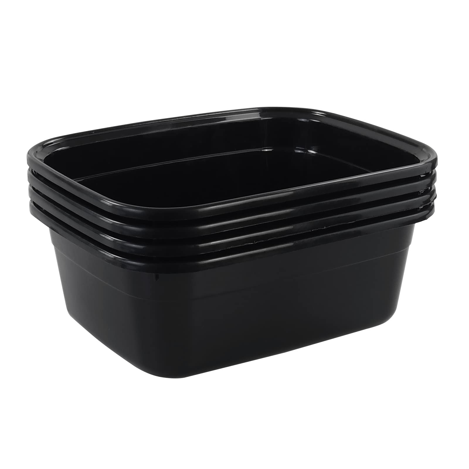 Morcte 12 Quart Rectangle Plastic Wash Pan / Dishpan Basin, Set 12 QT, Black