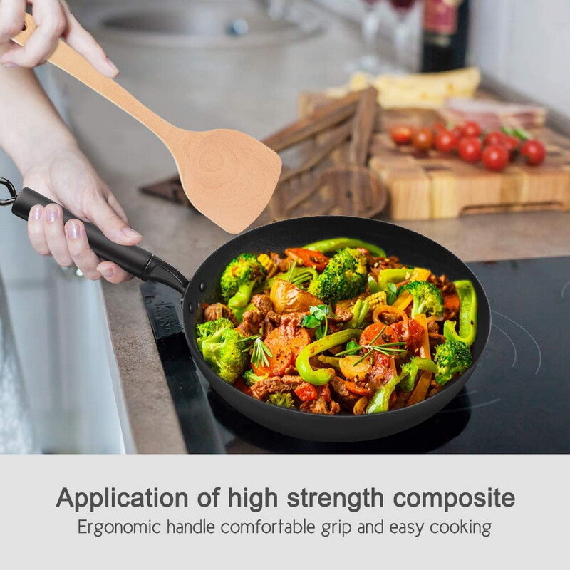 Iron Wok with Lid 13″ Pre-Seasoned Flat Bottom Stir Fry Pan KW01