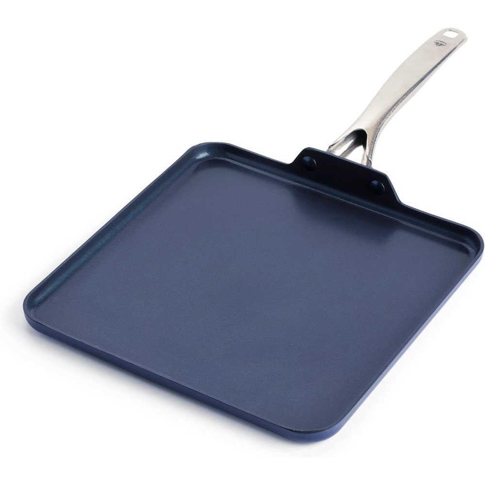 11in Blue Diamond Square Griddle Pan PFAS-Free Ceramic Nonstick