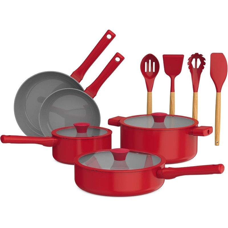 Nonstick Cookware Set 12 Pcs Aluminum Pots Pans Utensils Induction Oven Safe New