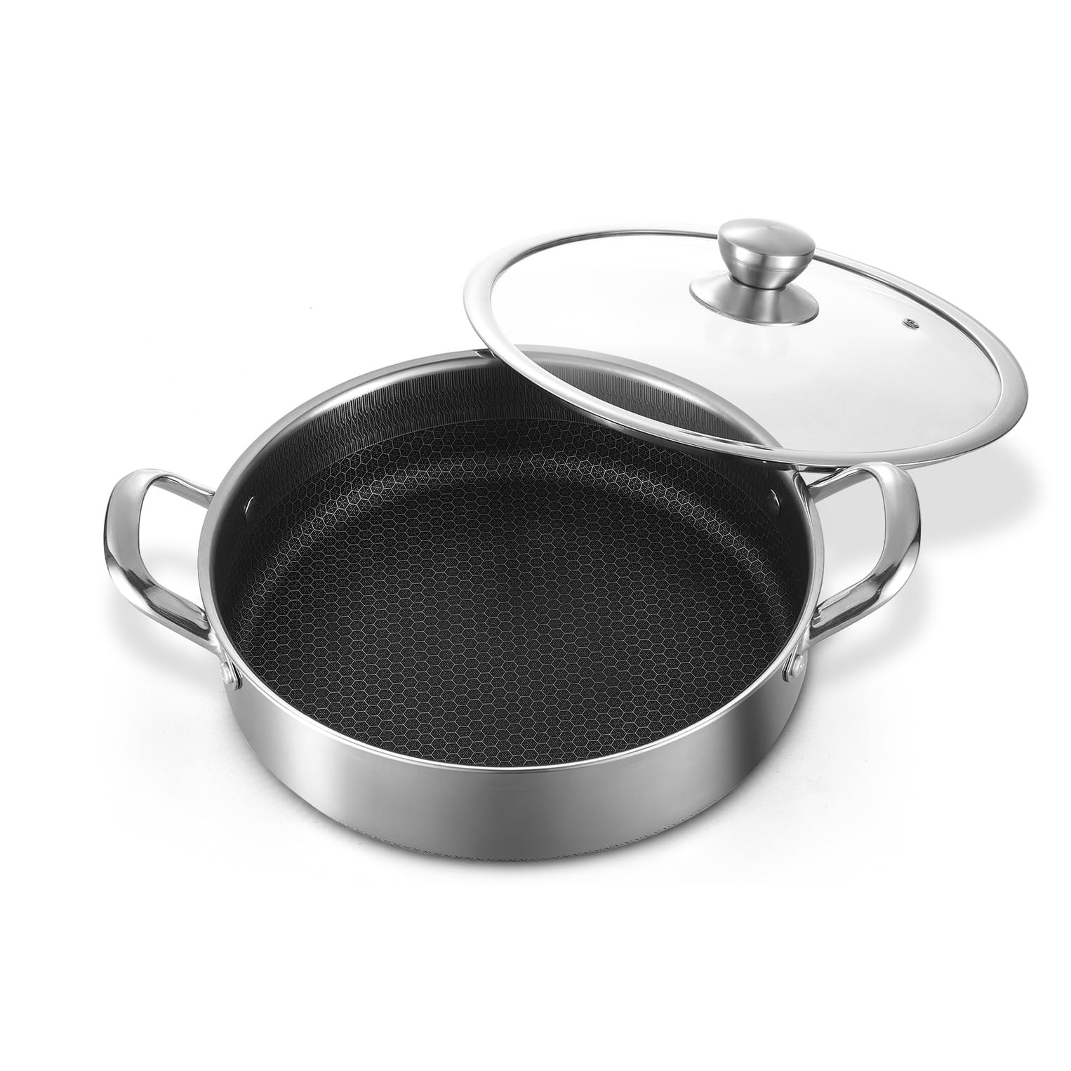 Saute Pan,10 Inch Nonstick Deep Frying Pan,316L Stainless Steel Sauté Pan wit…