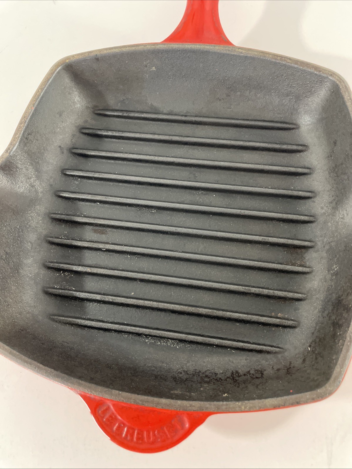 Le Creuset Flame Orange Enameled #20 Cast Iron Square Grill Pan Griddle