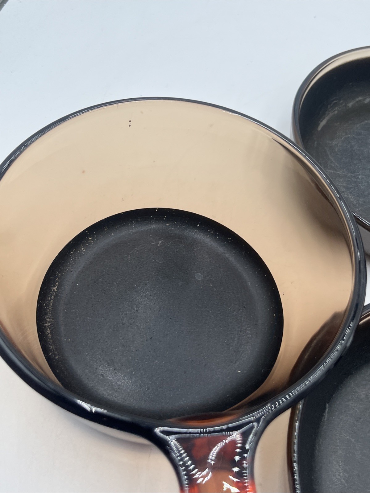 Visions 6 Piece Set Nonstick Bottoms Amber 1L Saucepan W/ Lid & Four 7” Skillets