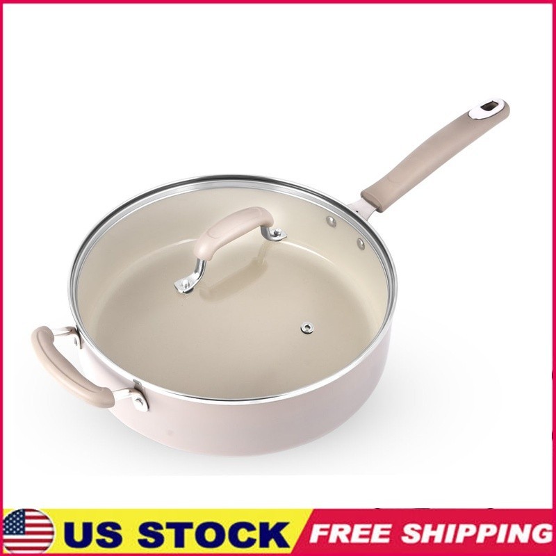 7QT Jumbo Nonstick Ceramic Cooker W/ Glass Lid Heavy Gauge Induction Safe New