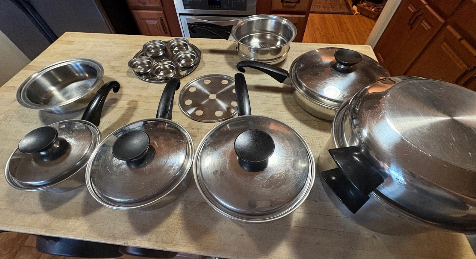 Vtg 14 pcs Seal-O-Matic Thermium Multi-Plex Stainless Steel USA Cookware Set USA