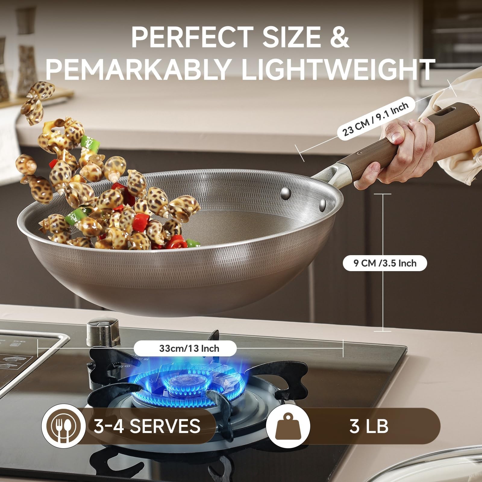 13″ Non-Stick Titanium Wok with Lid, Cool-Touch Handle, Dishwasher Safe, Inducti